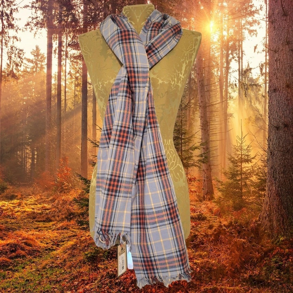 Heritage Collection Ultimate Terrain 100% Cotton Blue Plaid Scarf NWT Unisex